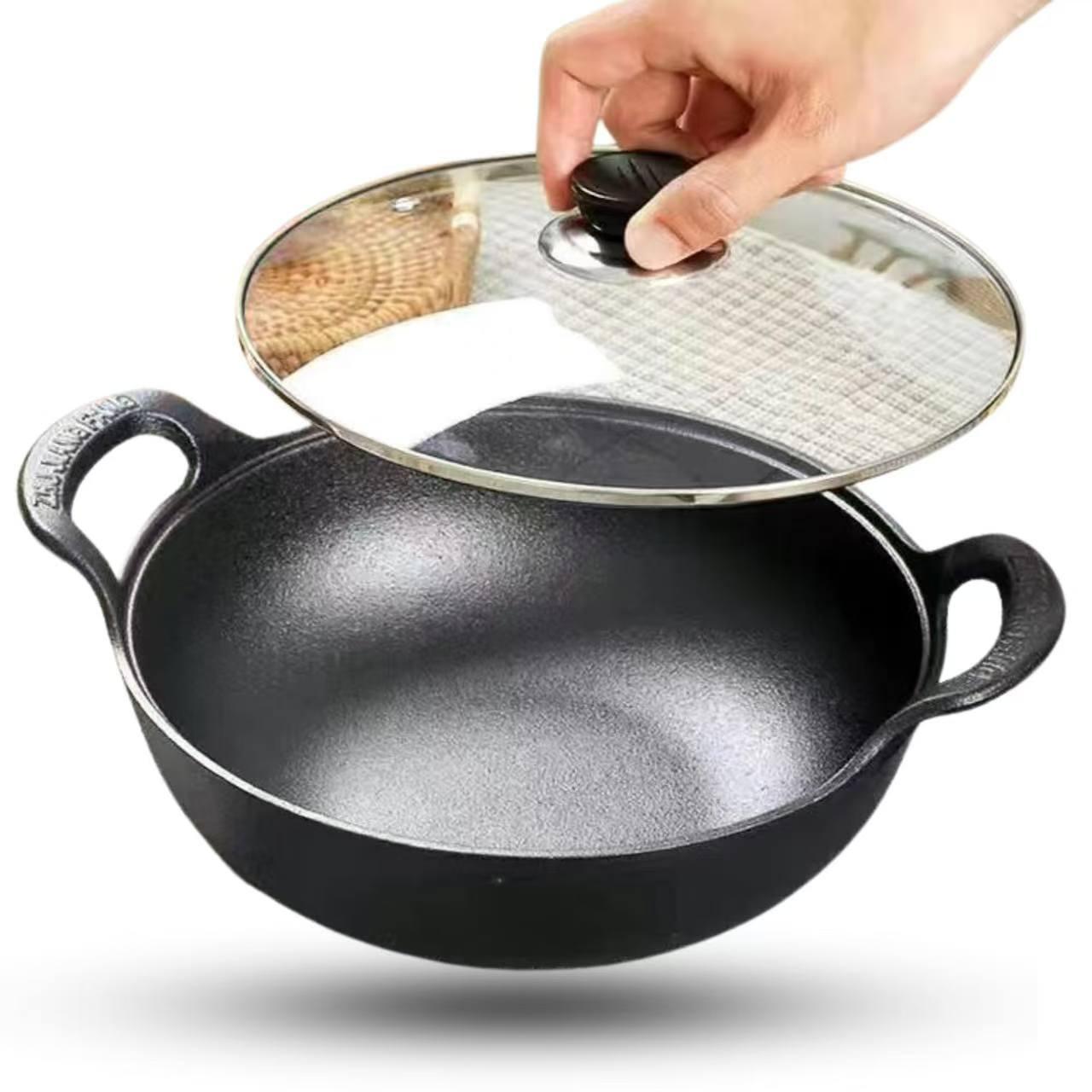 CAST IRON KADHAI 32CM |+AD-