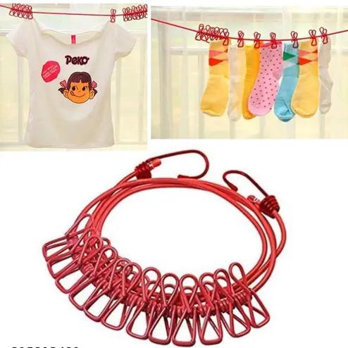 Cloth Drying Rope 12 pcs Hooks